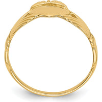 10K Yellow Gold Women's Claddagh Ring - Polished Finish with Heart and Crown Design