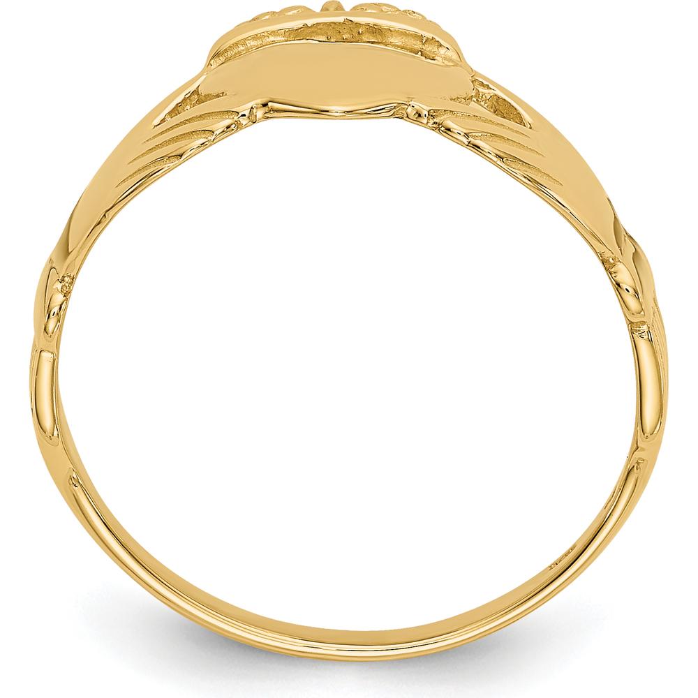 10K Yellow Gold Women's Claddagh Ring - Polished Finish with Heart and Crown Design