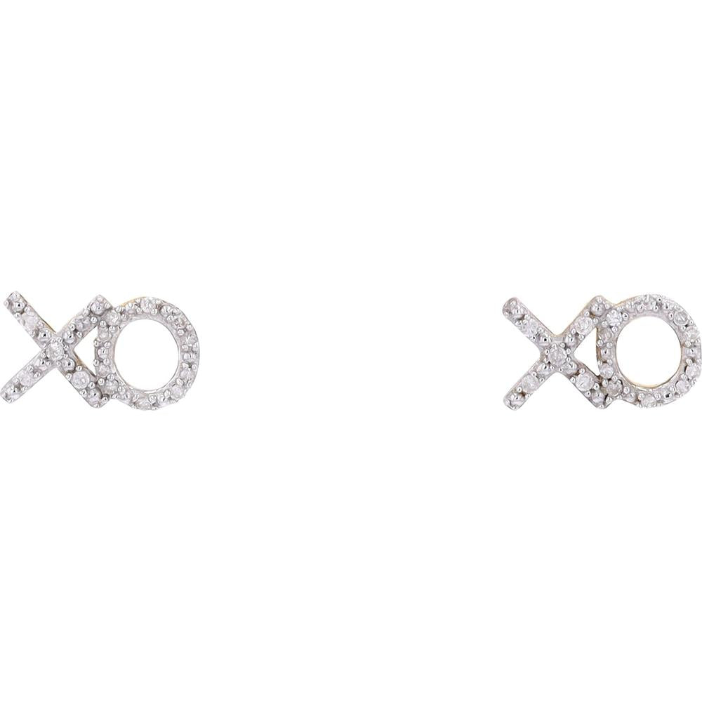 10K Yellow Gold 'X' & 'O' Diamond Stud Earrings - 0.13 Carat Total Diamond Weight