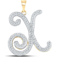 10K Yellow Gold X Initial Pendant with Prong-Set Round Diamonds - 0.25 Carat Total Diamond Weight