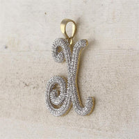 10K Yellow Gold X Initial Pendant with Prong-Set Round Diamonds - 0.25 Carat Total Diamond Weight