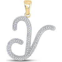 10K Yellow Gold Y Initial Pendant with Prong-Set Round Diamonds - 0.17 Carat Total Diamond Weight