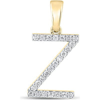 10K Yellow Gold Z Initial Pendant with Prong-Set Round Diamonds - 0.20 Carat Total Diamond Weight