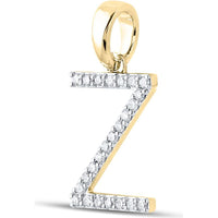 10K Yellow Gold Z Initial Pendant with Prong-Set Round Diamonds - 0.20 Carat Total Diamond Weight