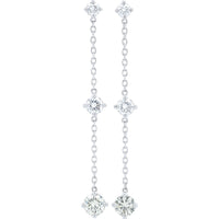 14K and 18K White Gold Drop Earrings with Prong-Set Round Diamonds - 1.26 Carat Total Diamond Weight