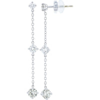 14K and 18K White Gold Drop Earrings with Prong-Set Round Diamonds - 1.26 Carat Total Diamond Weight