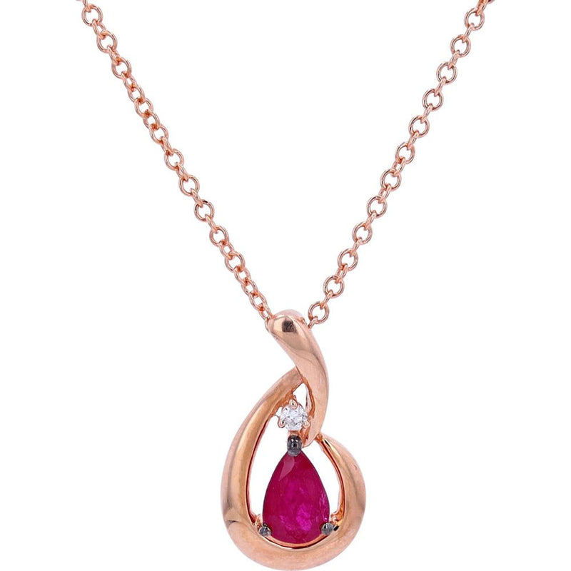 14K EFFY Rose Gold Ruby Pendant - 0.48 Carat Ruby with Diamond Accents