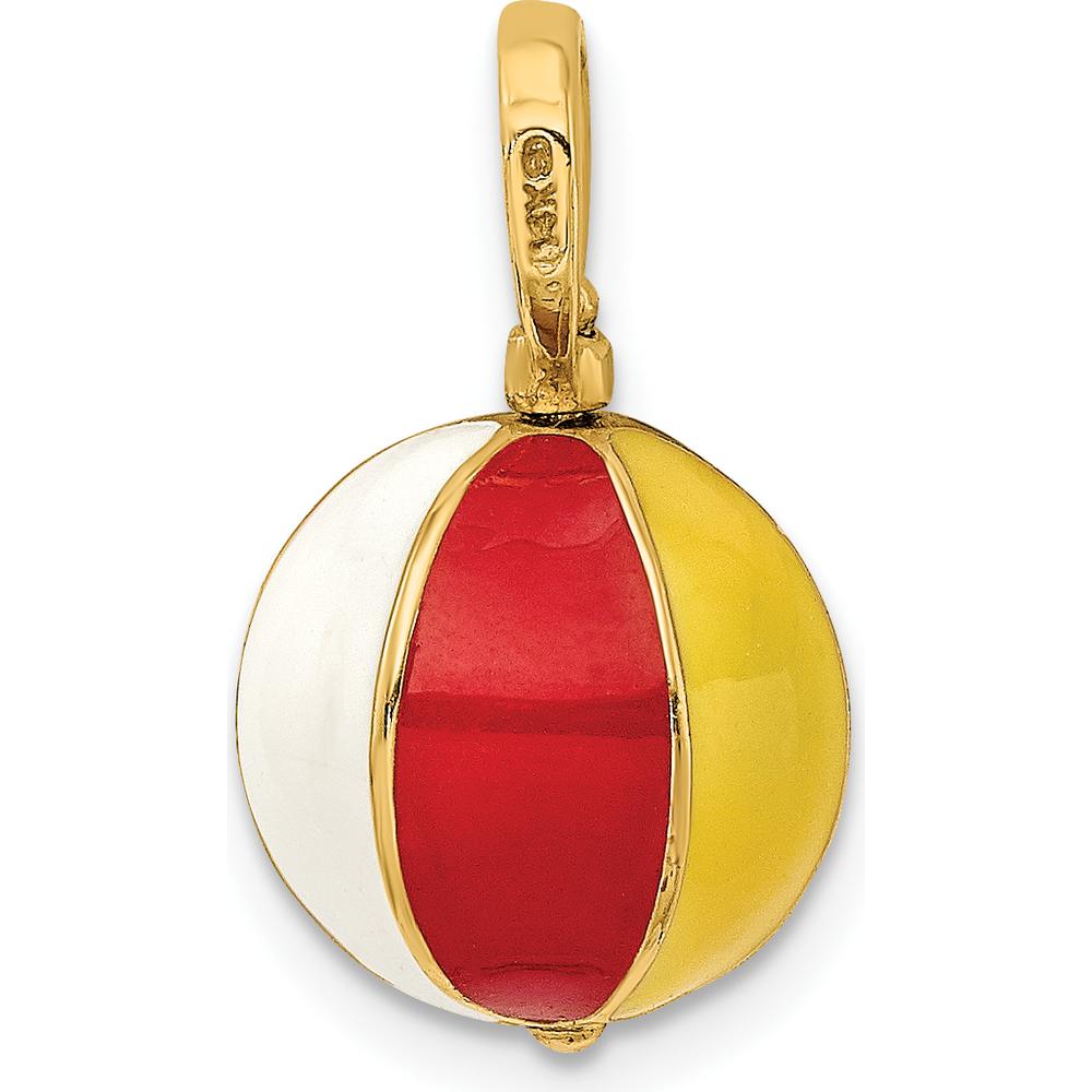 14K Gold 3D Multi-Color Enamel Beach Ball Charm by Oro Pregiato