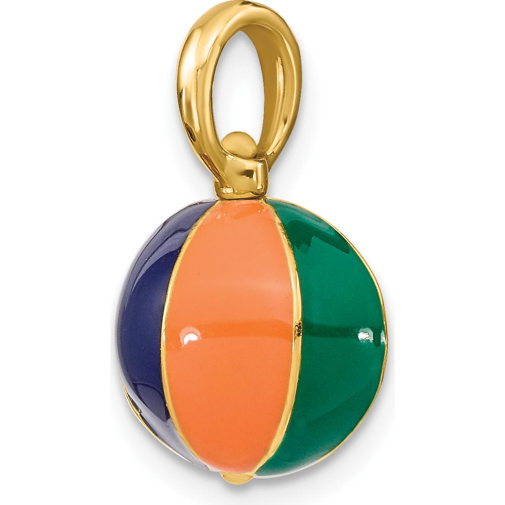 14K Gold 3D Multi-Color Enamel Beach Ball Charm by Oro Pregiato