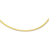 14K Gold 3mm Reversible Omega Chain Necklace with Polished Two-Tone Finish - 18" by Orozza Fine Jewelry