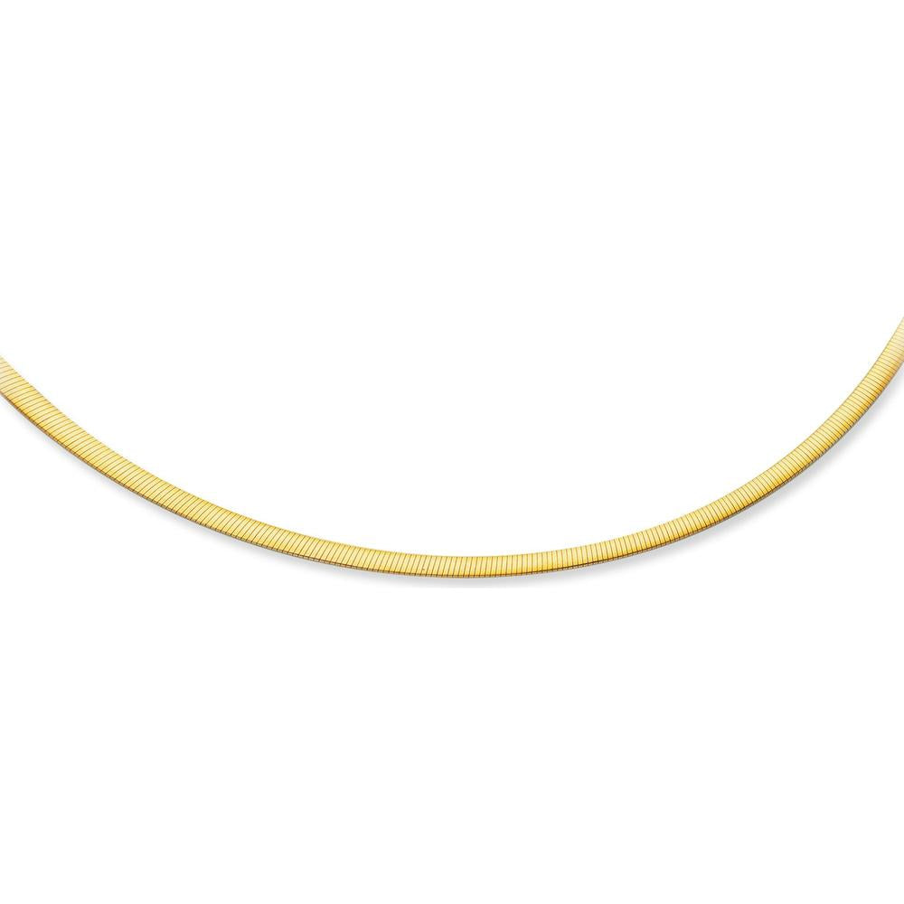 14K Gold 4mm Reversible Two-Tone Omega Necklace - 18" by Orozza Fine Jewelry