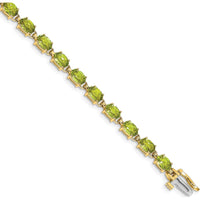 14K Gold 7" Tennis Bracelet with 6x4mm Oval Faceted Peridot - 0.45 Carats Total Peridot Weight by Monteluci Fine Jewelry