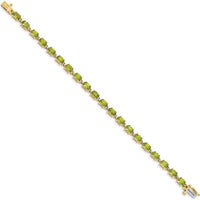 14K Gold 7" Tennis Bracelet with 6x4mm Oval Faceted Peridot - 0.45 Carats Total Peridot Weight by Monteluci Fine Jewelry