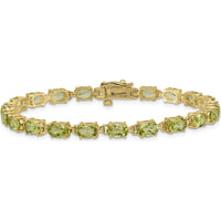 14K Gold 7" Tennis Bracelet with 6x4mm Oval Faceted Peridot - 0.45 Carats Total Peridot Weight by Monteluci Fine Jewelry