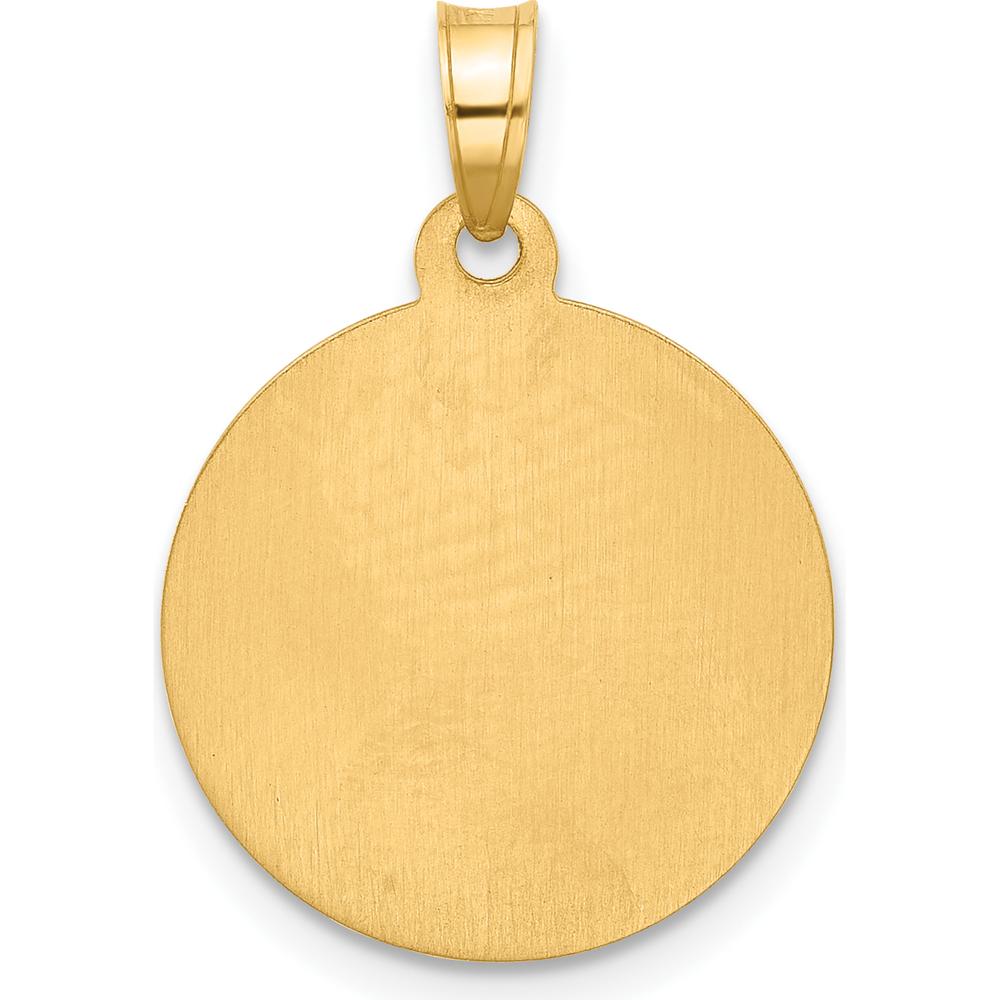 14K Gold and Rhodium Polished and Satin Our Lady of Sorrows Medal Pendant - Hollow Design 16.2mm by Oro Pregiato