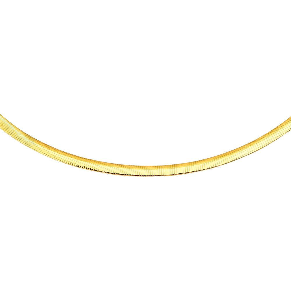 14K Gold & Sterling Silver Reversible Omega Chain Necklace - 18" Two-Tone Diamond-Cut Finish by Orozza Fine Jewelry