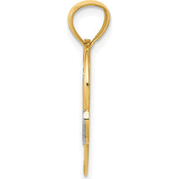 14K Gold and White Rhodium #1 Mom Heart Pendant - 22mm Length - Solid Gold Charm by Oro Pregiato