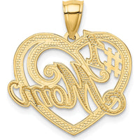 14K Gold and White Rhodium #1 Mom Heart Pendant - 22mm Length - Solid Gold Charm by Oro Pregiato