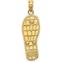 14K Gold and White Rhodium 3D Enameled Fuchsia and White Flowers Flip-Flop Charm - 27.95mm Length by Oro Pregiato