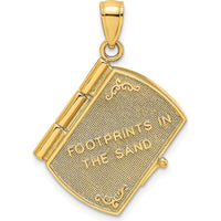 14K Gold and White Rhodium 3D Footprints in the Sand Moveable Book Charm by Oro Pregiato
