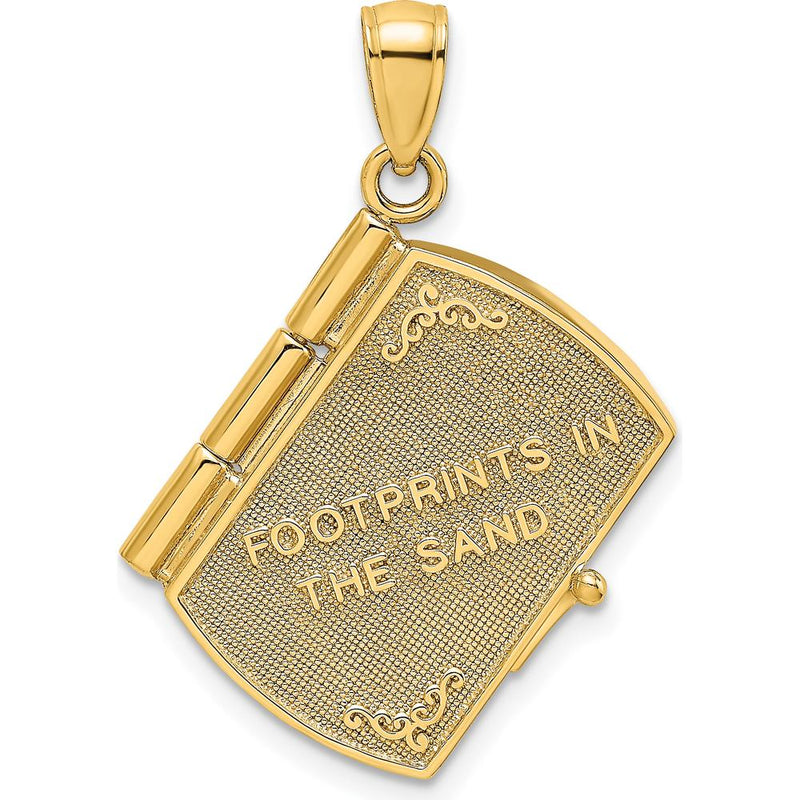 14K Gold and White Rhodium 3D Footprints in the Sand Moveable Book Charm by Oro Pregiato