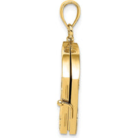 14K Gold and White Rhodium 3D Footprints in the Sand Moveable Book Charm by Oro Pregiato