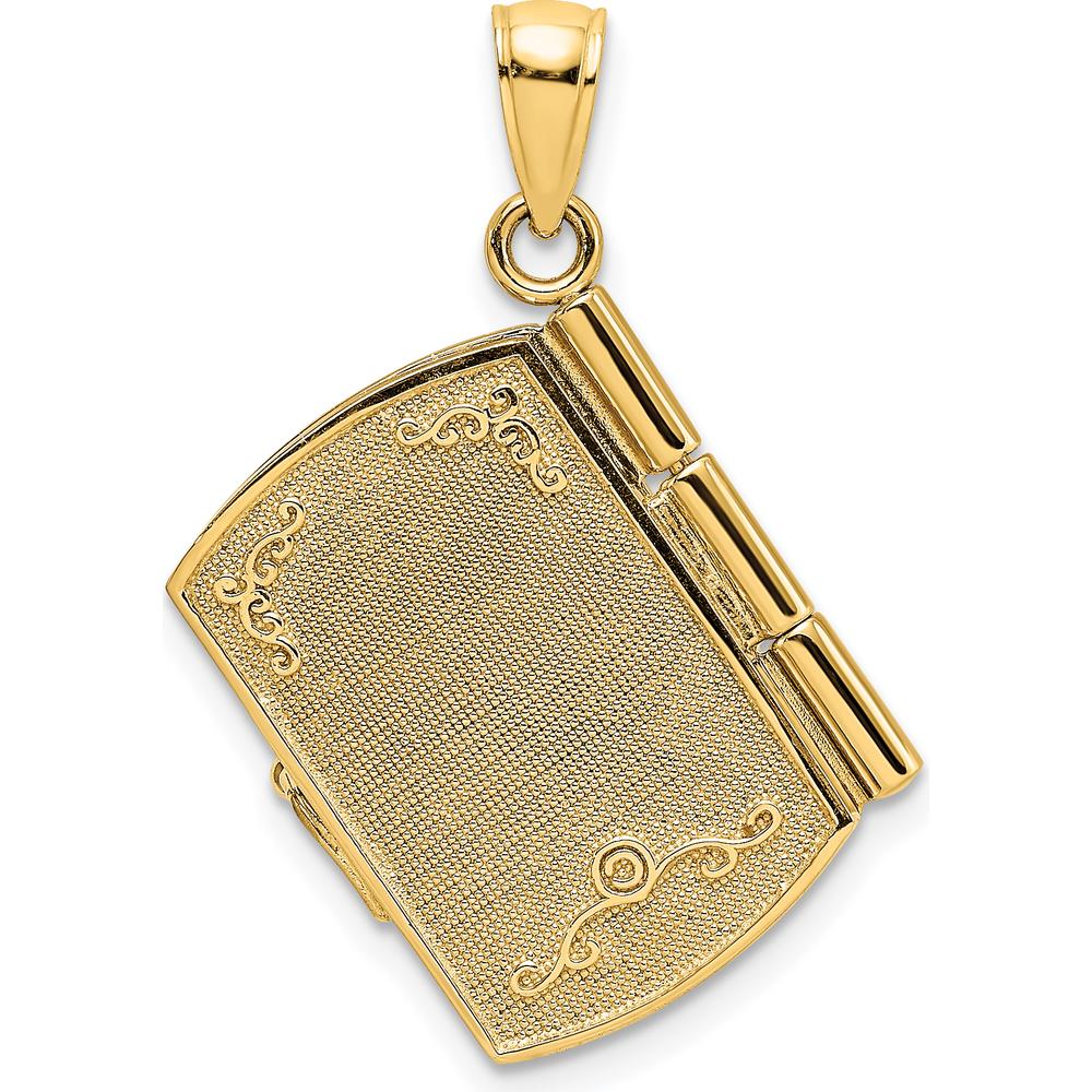 14K Gold and White Rhodium 3D Footprints in the Sand Moveable Book Charm by Oro Pregiato