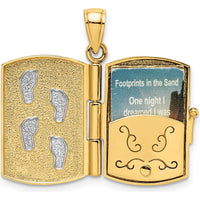 14K Gold and White Rhodium 3D Footprints in the Sand Moveable Book Charm by Oro Pregiato