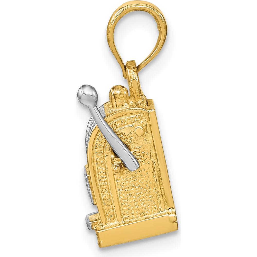 14K Gold and White Rhodium 3D Slot Machine with Moveable Handle Charm by Oro Pregiato