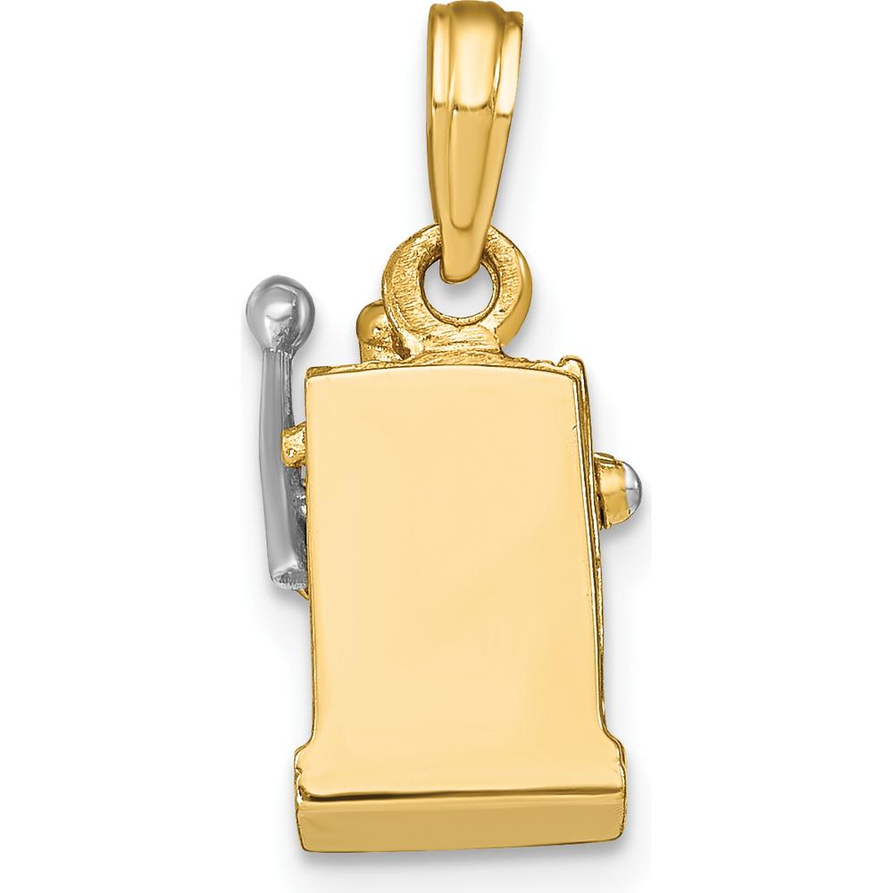 14K Gold and White Rhodium 3D Slot Machine with Moveable Handle Charm by Oro Pregiato