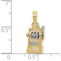 14K Gold and White Rhodium 3D Slot Machine with Moveable Handle Charm by Oro Pregiato