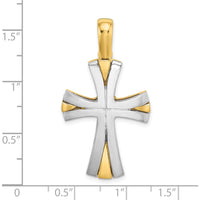 14K Gold and White Rhodium Cross Charm Pendant - Polished Finish, Two-Tone Design by Oro Pregiato