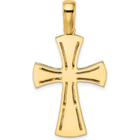 14K Gold and White Rhodium Cross Charm Pendant - Polished Finish, Two-Tone Design by Oro Pregiato