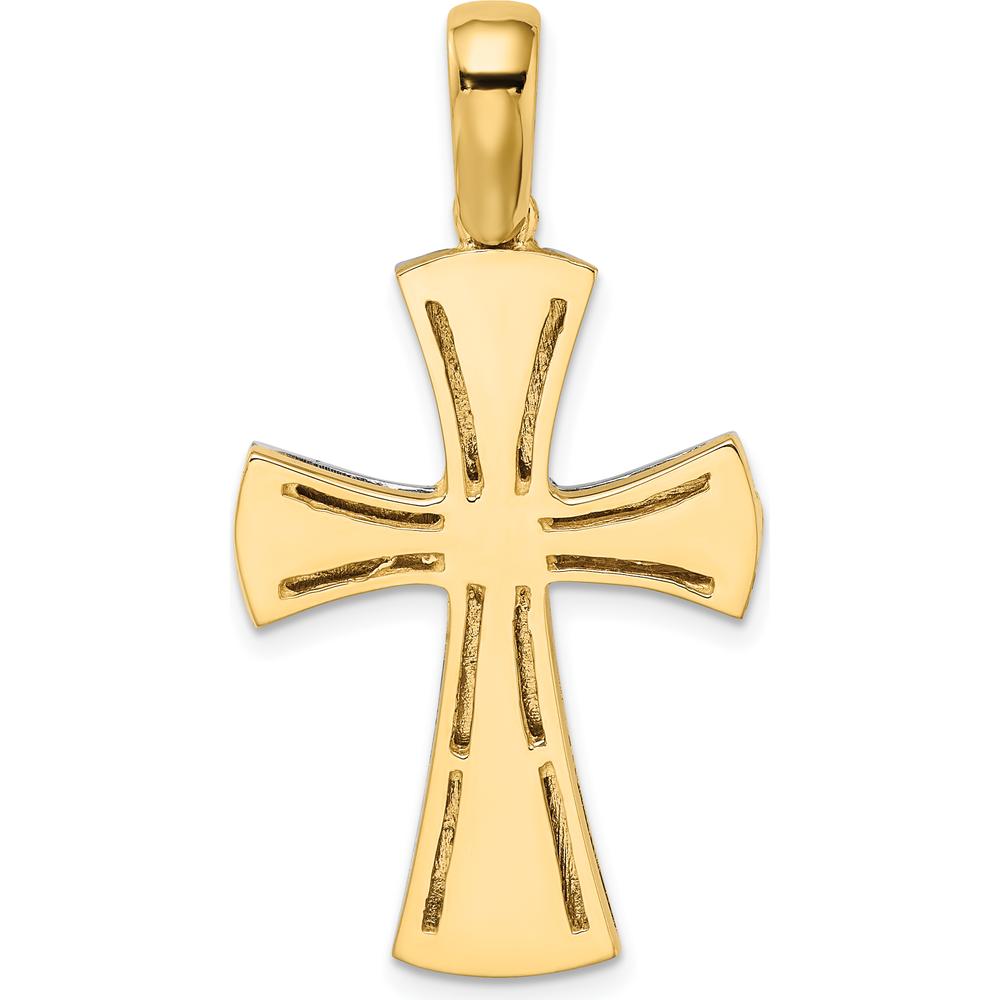 14K Gold and White Rhodium Cross Charm Pendant - Polished Finish, Two-Tone Design by Oro Pregiato