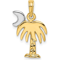 14K Gold and White Rhodium Polished Charleston Palm Tree Charm by Oro Pregiato