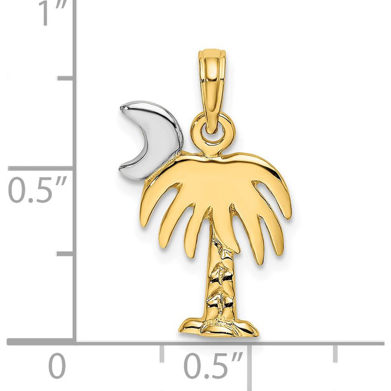 14K Gold and White Rhodium Polished Charleston Palm Tree Charm by Oro Pregiato