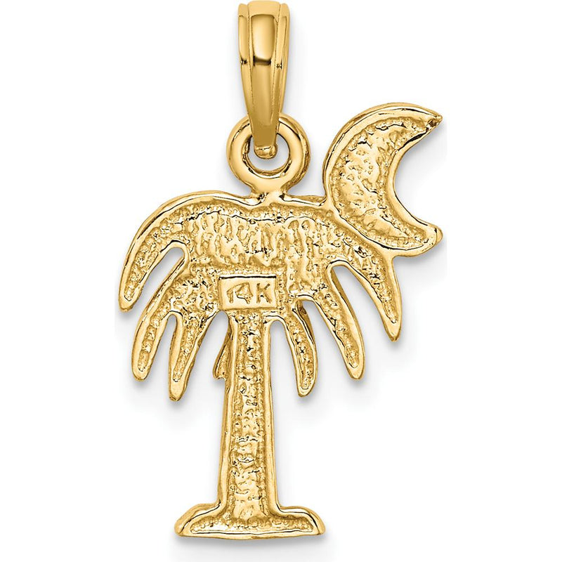 14K Gold and White Rhodium Polished Charleston Palm Tree Charm by Oro Pregiato