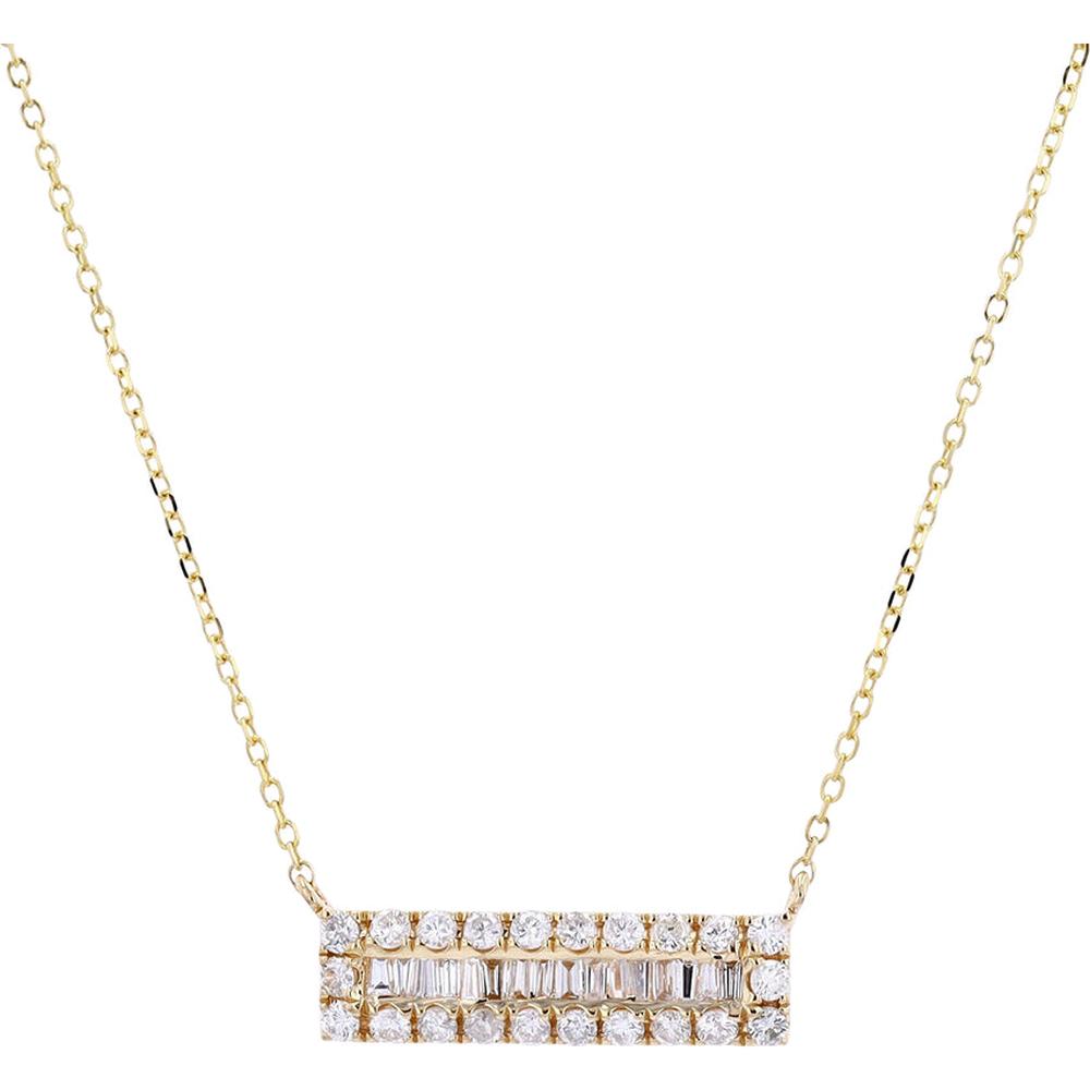 14K Gold Diamond Bar Necklace - 0.50 Carats Total Diamond Weight