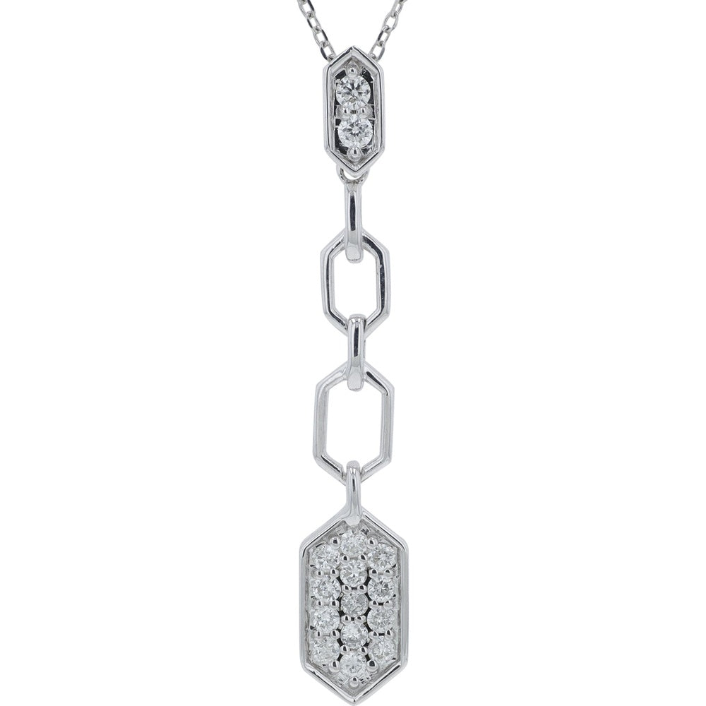 14K Gold Geometric Drop Pendant with Prong-Set Round Diamonds - 0.25 Carat Total Diamond Weight