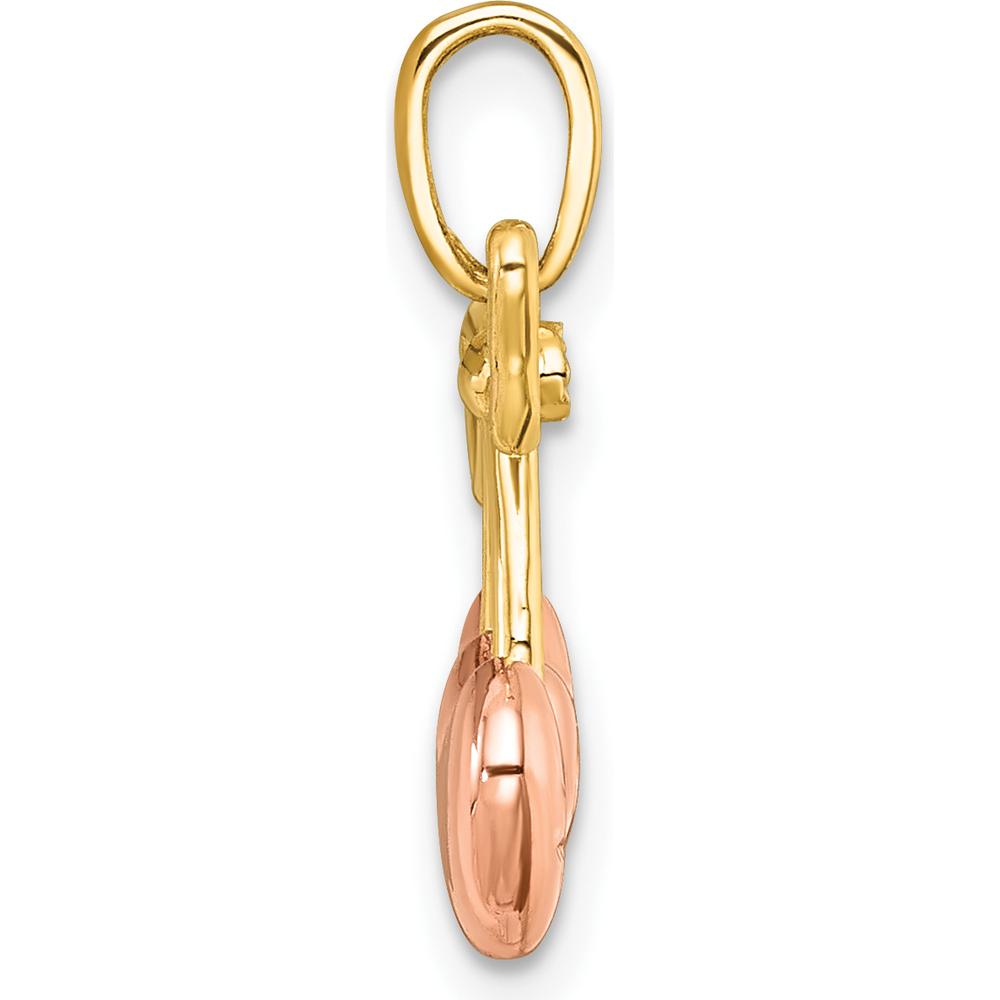 14K Gold Heart Cherries Charm with Rose-plating and White Rhodium - Polished Textured Finish by Oro Pregiato
