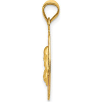 14K Gold Sagrado Corazon de Jesus Oval Pendant with Diamond-Cut Design and Rose & White Rhodium Accents by Oro Pregiato