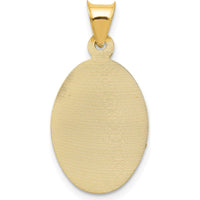 14K Gold Sagrado Corazon de Jesus Oval Pendant with Diamond-Cut Design and Rose & White Rhodium Accents by Oro Pregiato