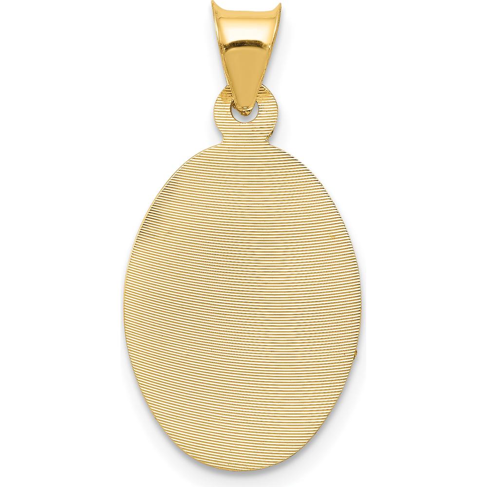 14K Gold Sagrado Corazon de Jesus Oval Pendant with Diamond-Cut Design and Rose & White Rhodium Accents by Oro Pregiato