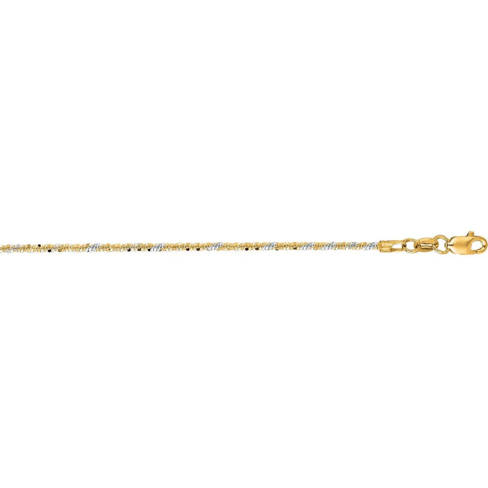 14K Gold Two-Tone 1.5mm Diamond-Cut Sparkle Chain Necklace - 16" by Orozza Fine Jewelry