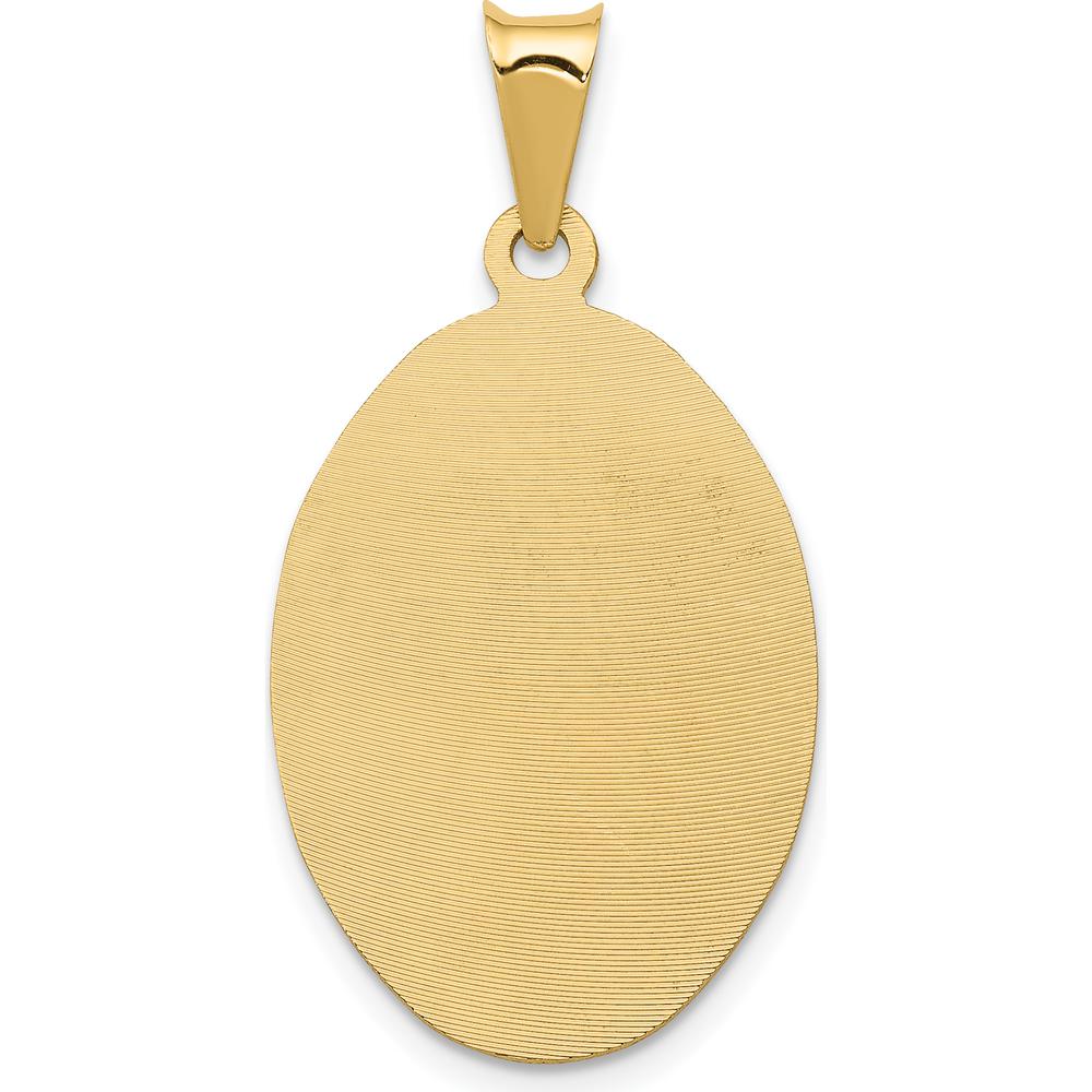 14K Gold with Rose and White Rhodium Diamond-cut Solid Our Lady Of Guadalupe Oval Pendant by Oro Pregiato