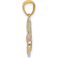 14K Multi-Tone Gold Butterfly Pendant with Heart Accent - 19mm x 21mm by Oro Pregiato