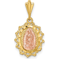 14K Multi-Tone Gold Our Lady of Guadalupe Oval Pendant - 24mm by Oro Pregiato