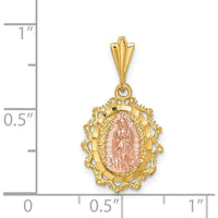 14K Multi-Tone Gold Our Lady of Guadalupe Oval Pendant - 24mm by Oro Pregiato