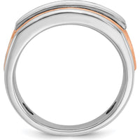14K Rose and White Gold 5-Stone Men's Diamond Ring with Polished Cut-Out Design - 1.0 Carats Total Diamond Weight by IBGoodman