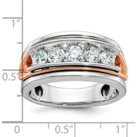 14K Rose and White Gold 5-Stone Men's Diamond Ring with Polished Cut-Out Design - 1.0 Carats Total Diamond Weight by IBGoodman